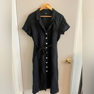 100% European Linen Button Front Dress